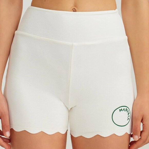 MARYSIA SPORT Billy Jean Scalloped Biker Tennis Shorts Athletic size XS Ivory - Picture 11 of 11